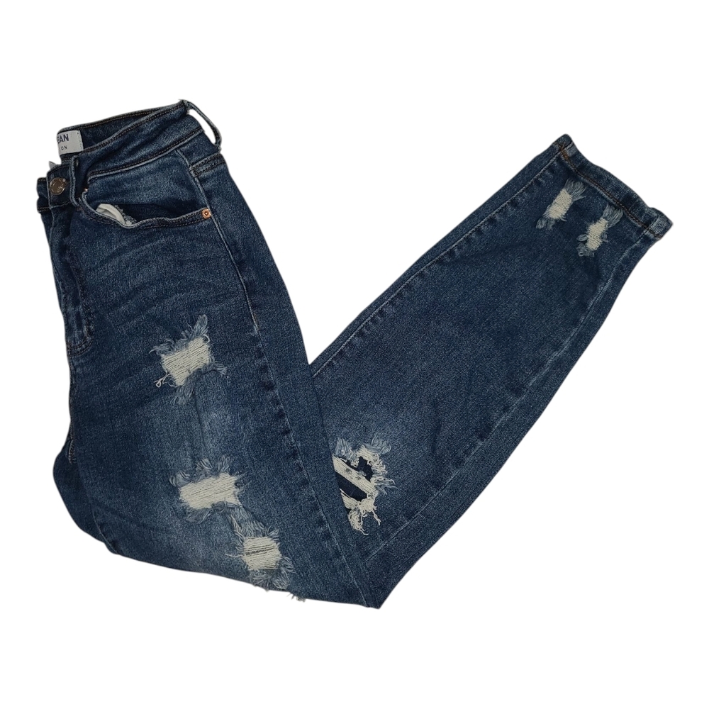 Boyfriend Distressed Denim Blue Jeans - Picture 5 of 5